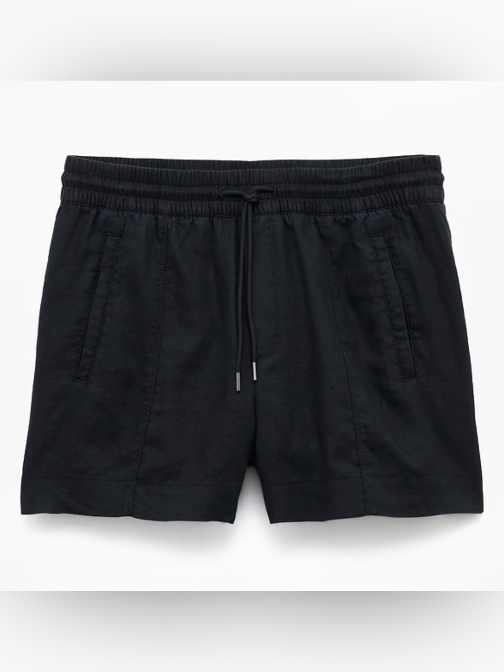 Athleta Black Elastic Drawstring Linen Shorts